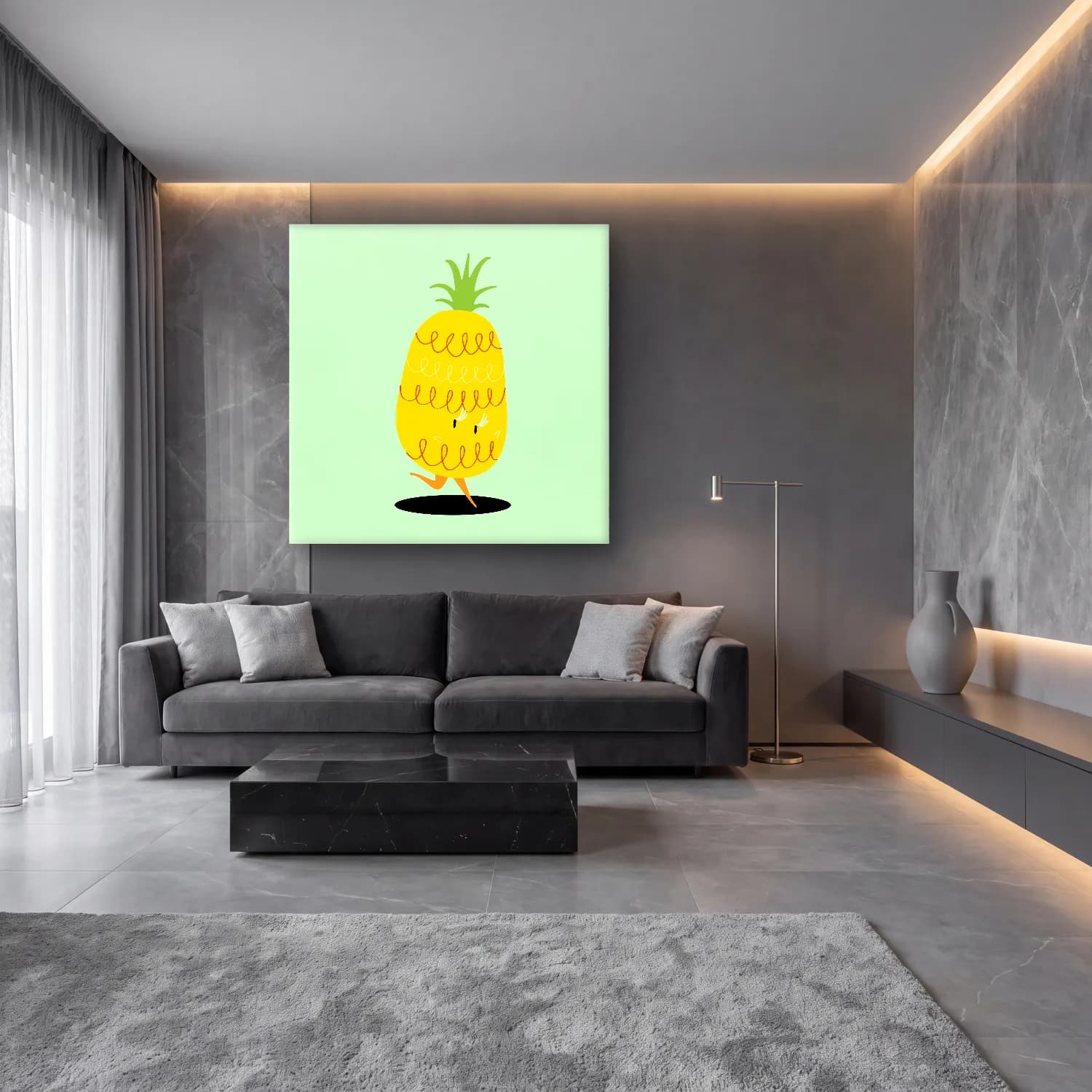 Sevimli İllüstrasyon Tenis cam tablo — lüks salon duvarında