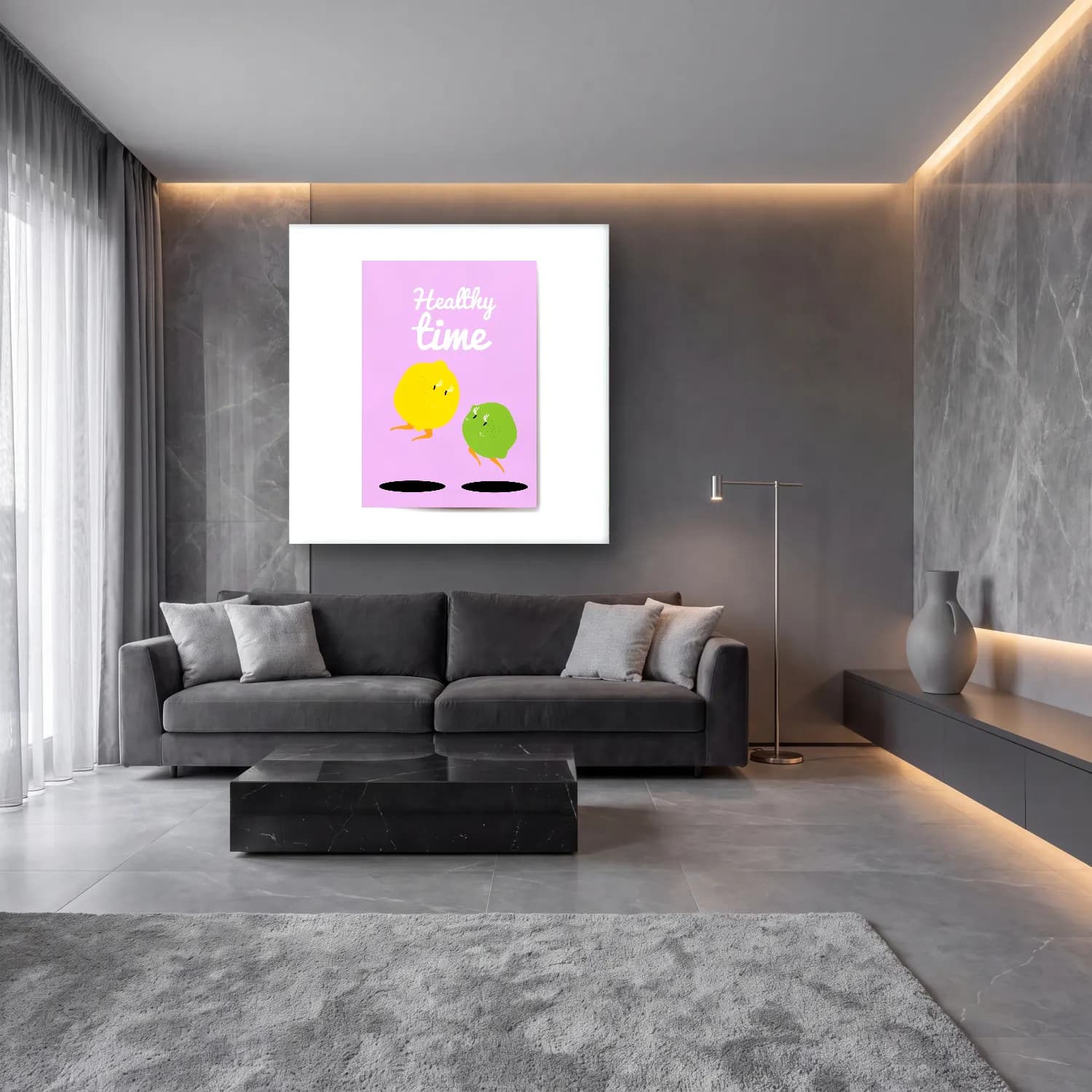 Sevimli İllüstrasyon Limonlar – Sarı Tonlar cam tablo — lüks salon duvarında
