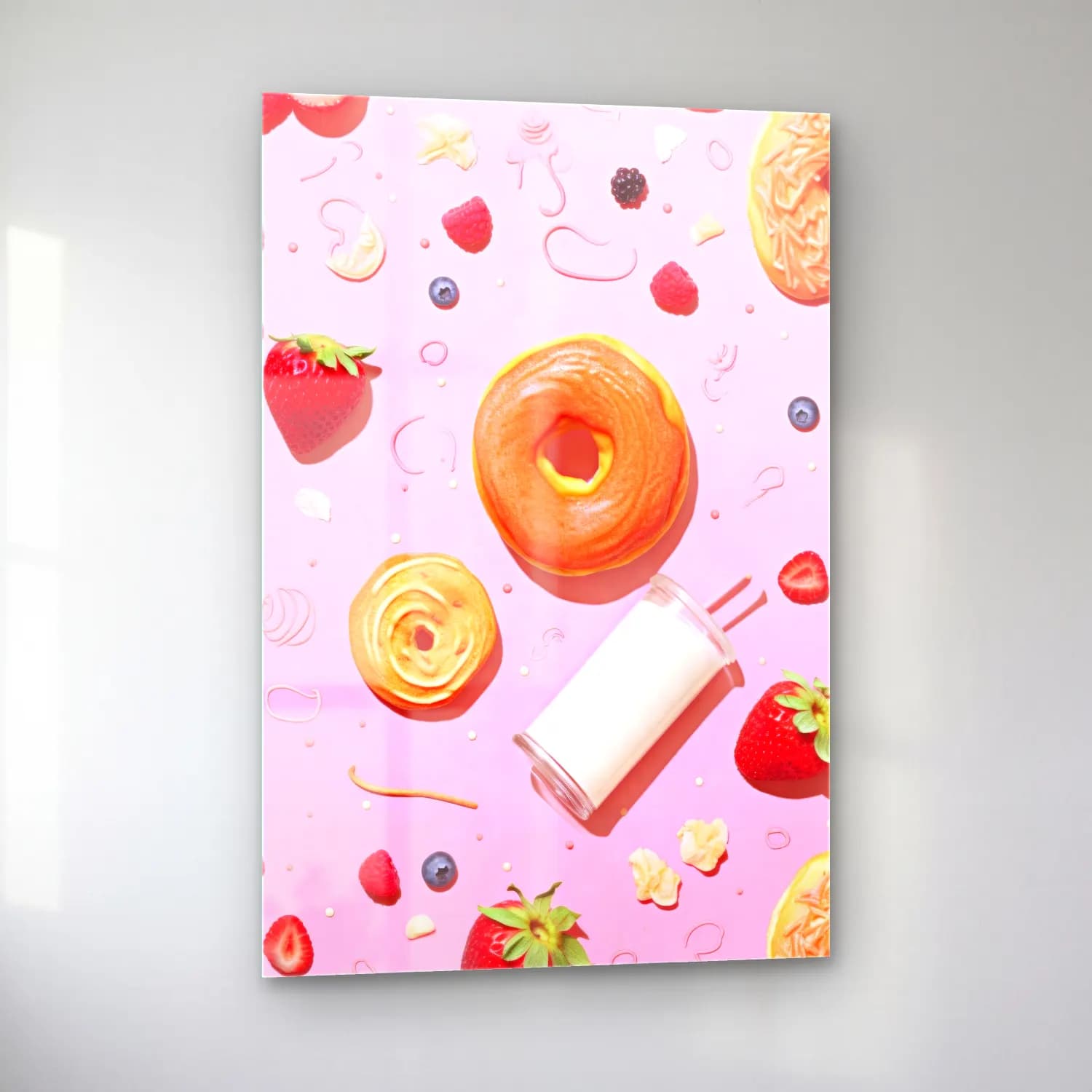 Pastel Tatlılar No. 28 cam tablo — sol açıdan görünüm