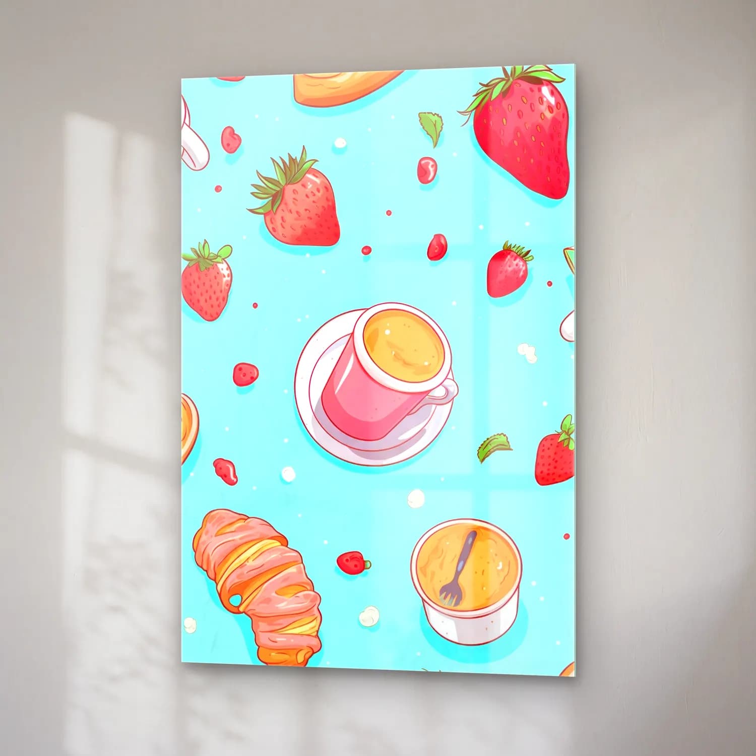 Pastel Tatlılar No. 30 cam tablo — sağ açıdan görünüm