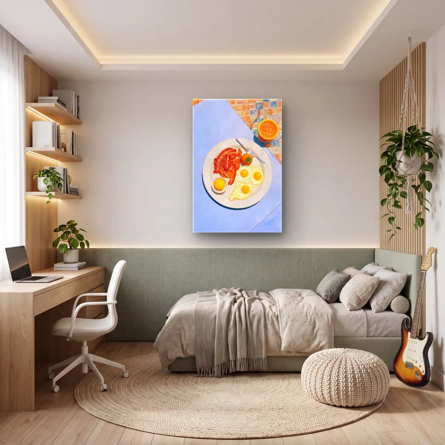 Pastel Portakallar No. 7 cam tablo — genç odasında
