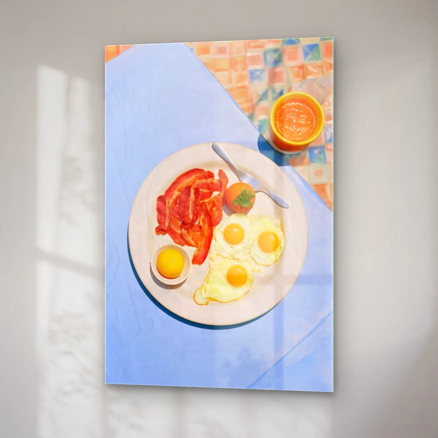 Pastel Portakallar No. 7 cam tablo — sağ açıdan görünüm