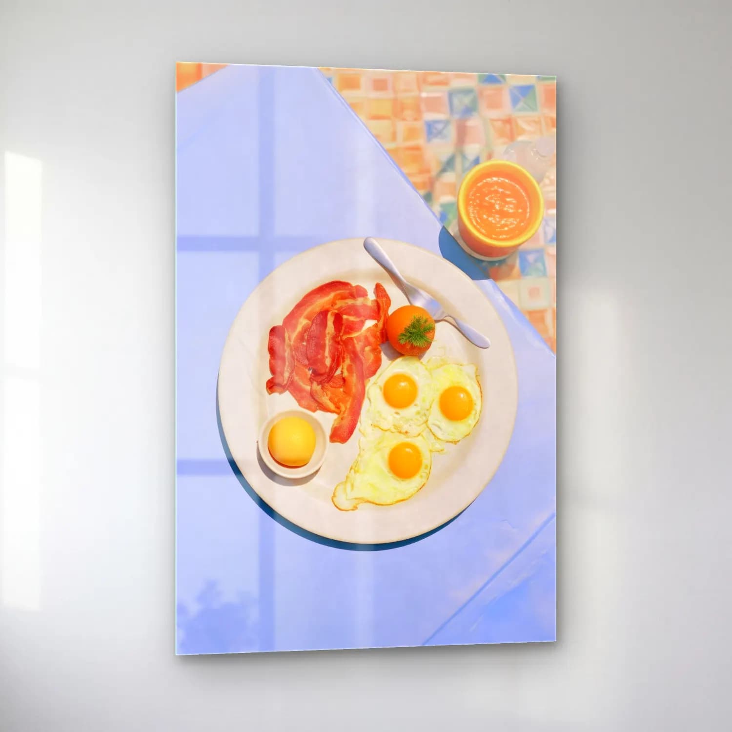 Pastel Portakallar No. 7 cam tablo — sol açıdan görünüm