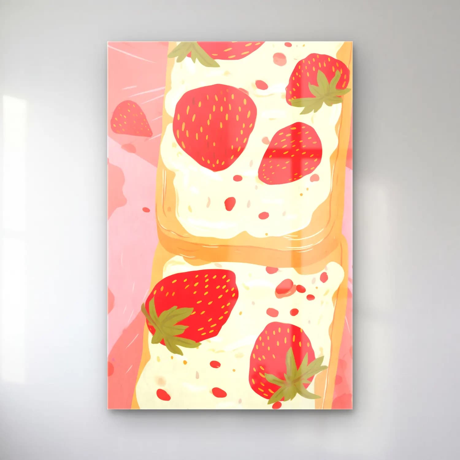 Pastel Çilekler No. 7 cam tablo — Pastel Çilekler No. 7 — pastel çilekler