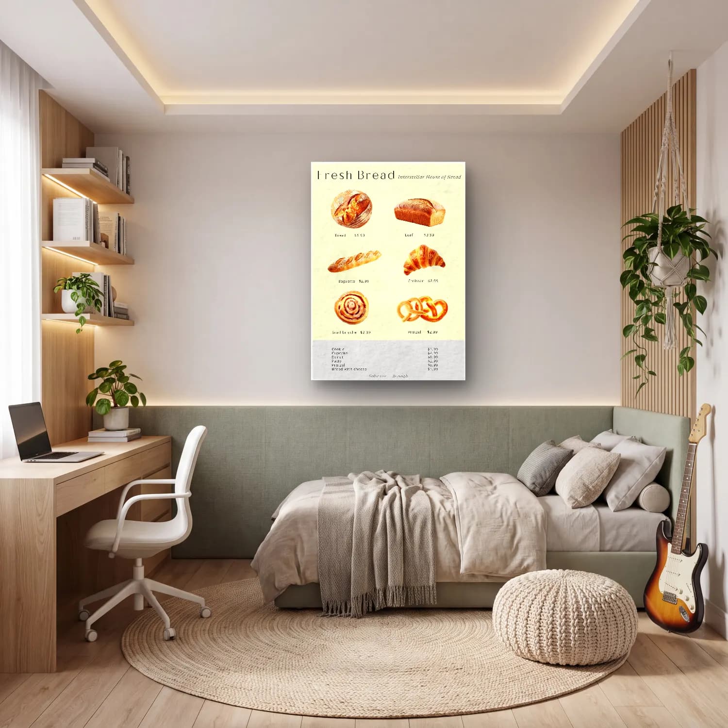 Vintage Ekmek ve Pastalar No. 9 cam tablo — genç odasında