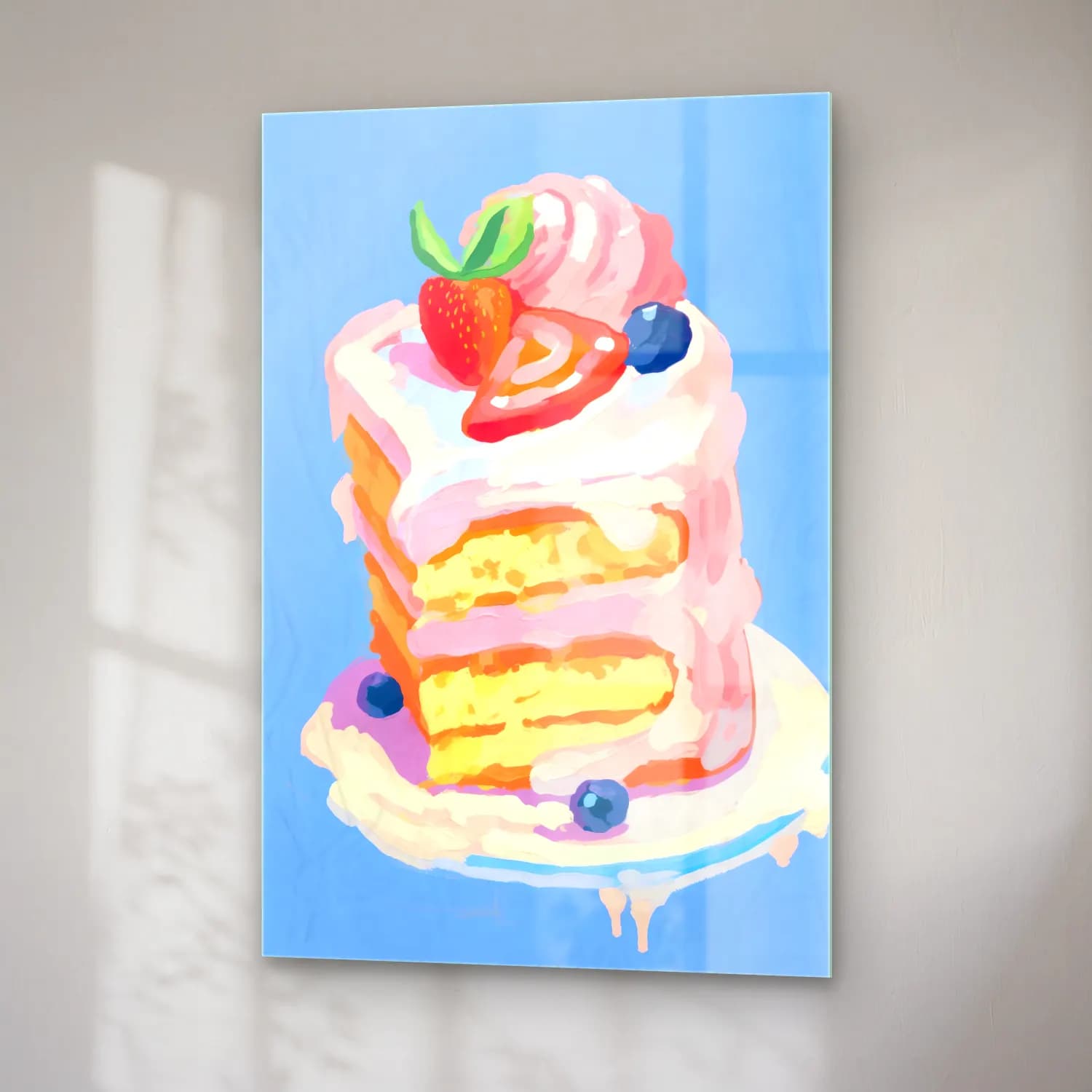 Pastel Tatlılar No. 32 cam tablo — sağ açıdan görünüm