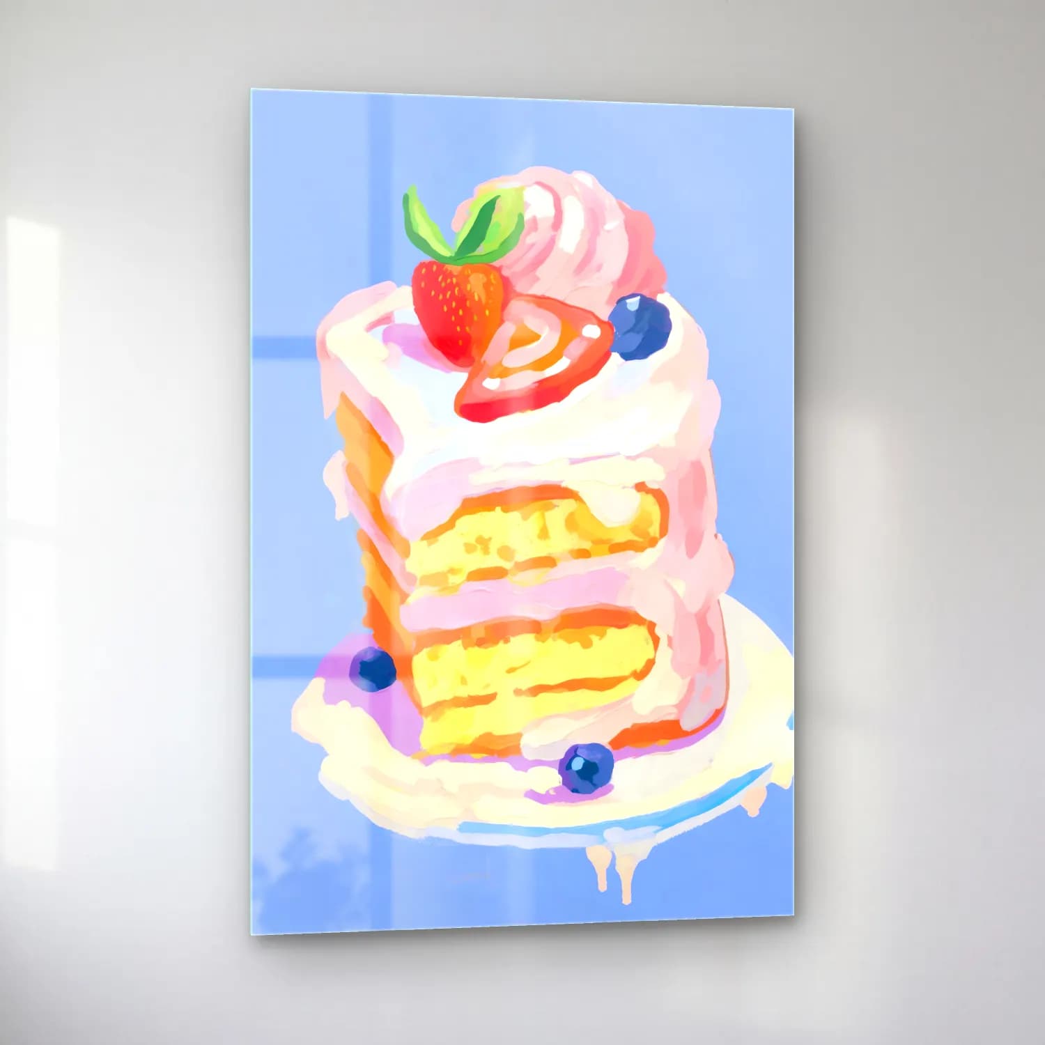 Pastel Tatlılar No. 32 cam tablo — sol açıdan görünüm