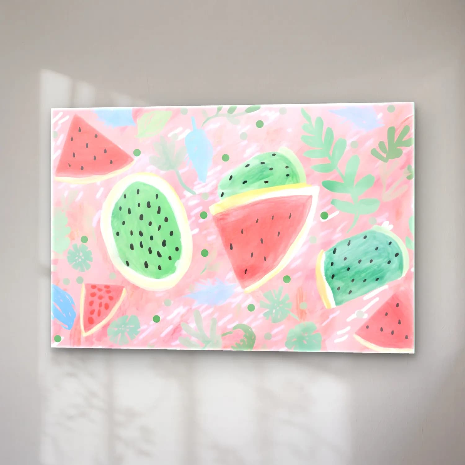 Pastel Karpuz No. 6 cam tablo — sağ açıdan görünüm