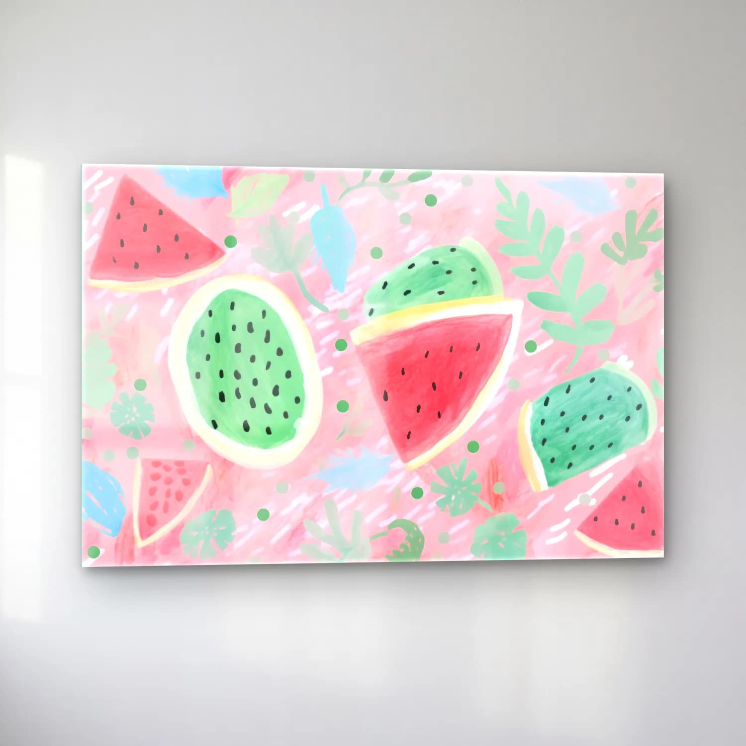 Pastel Karpuz No. 6 cam tablo — sol açıdan görünüm