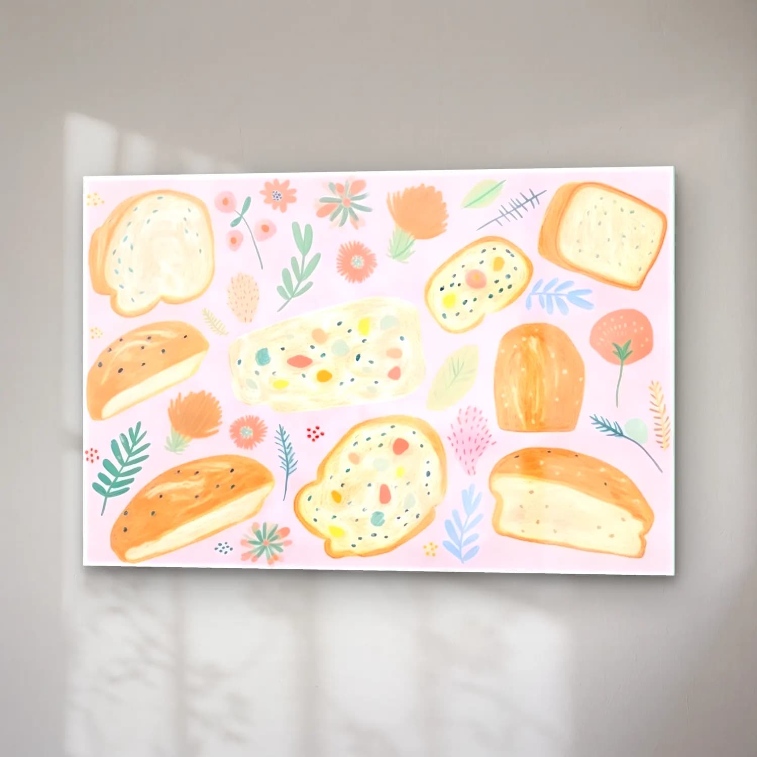 Pastel Ekmek ve Pastalar No. 9 cam tablo — sağ açıdan görünüm