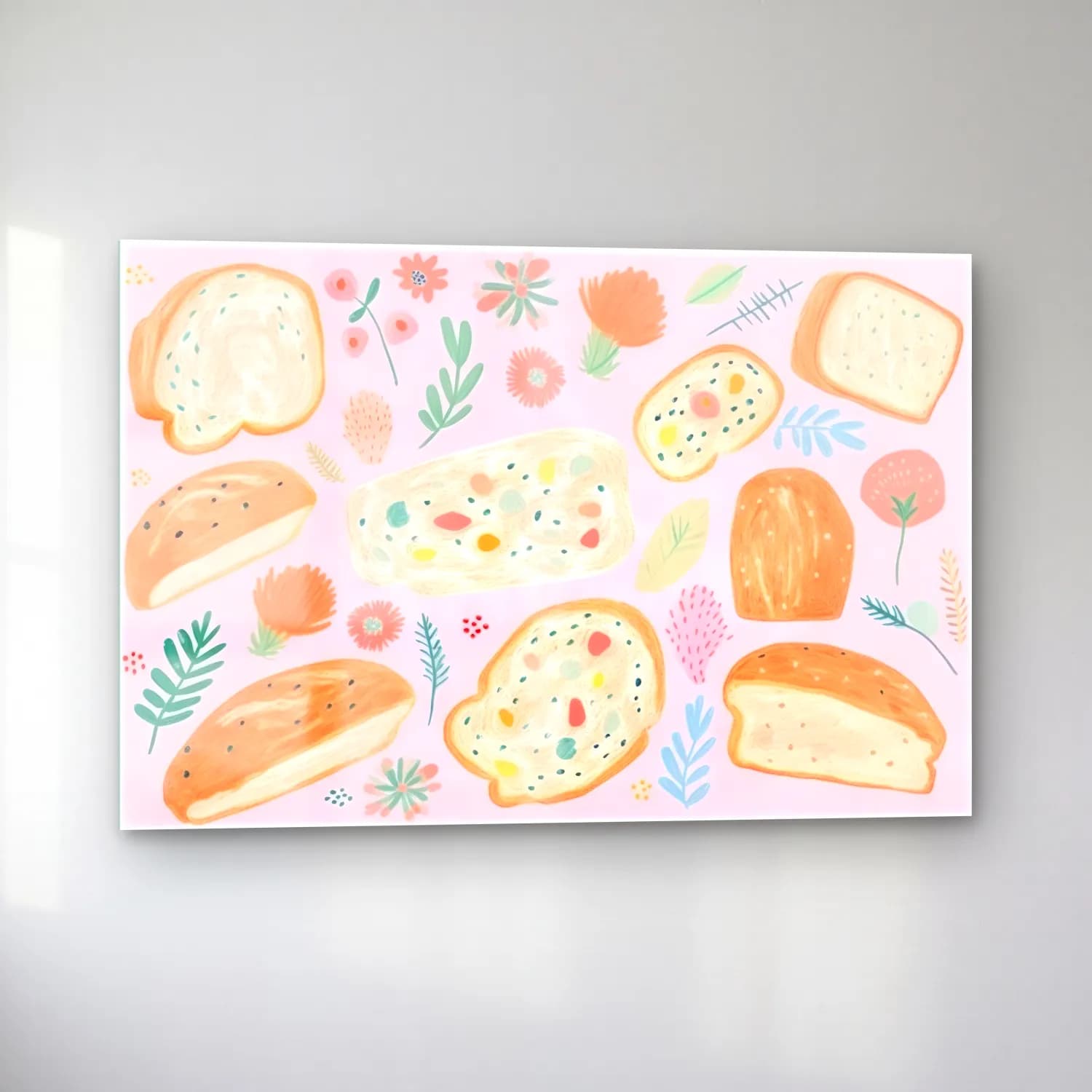 Pastel Ekmek ve Pastalar No. 9 cam tablo — sol açıdan görünüm