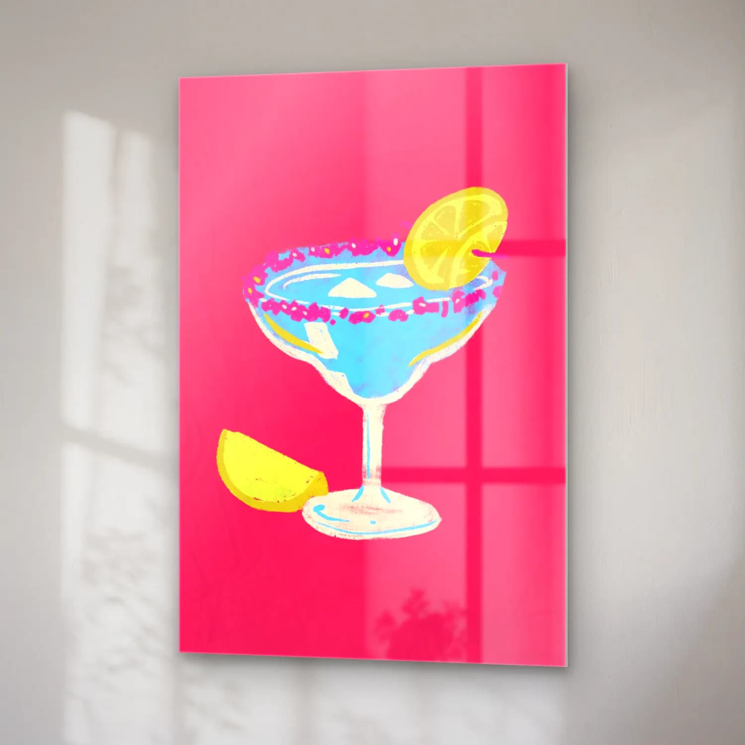 Pastel Kokteyl No. 7 cam tablo — sağ açıdan görünüm