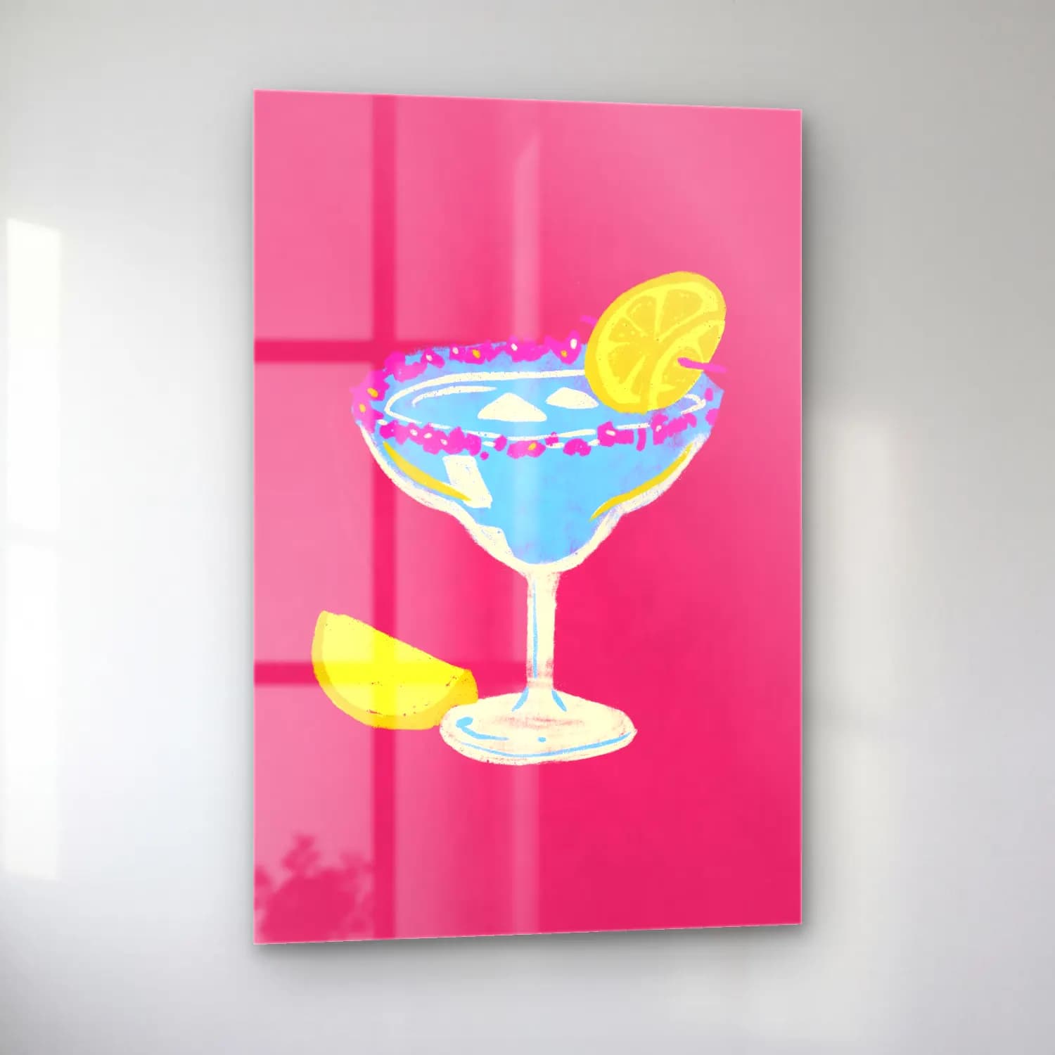 Pastel Kokteyl No. 7 cam tablo — sol açıdan görünüm