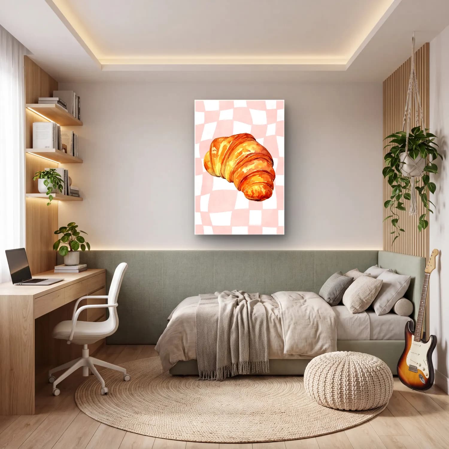 Suluboya Ekmek ve Pastalar – Pastel Tonlar cam tablo — genç odasında