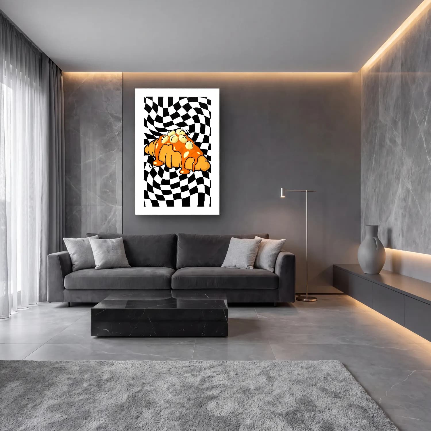 Pop Art Dama Deseni cam tablo — lüks salon duvarında