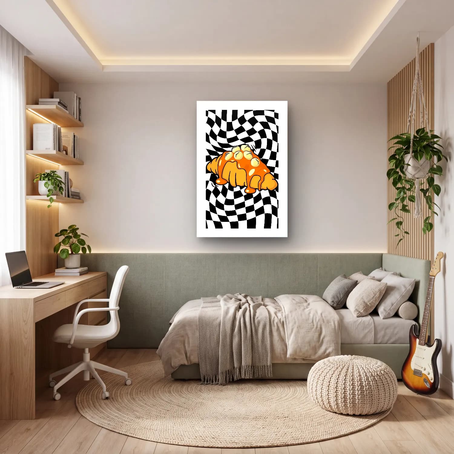 Pop Art Dama Deseni cam tablo — genç odasında