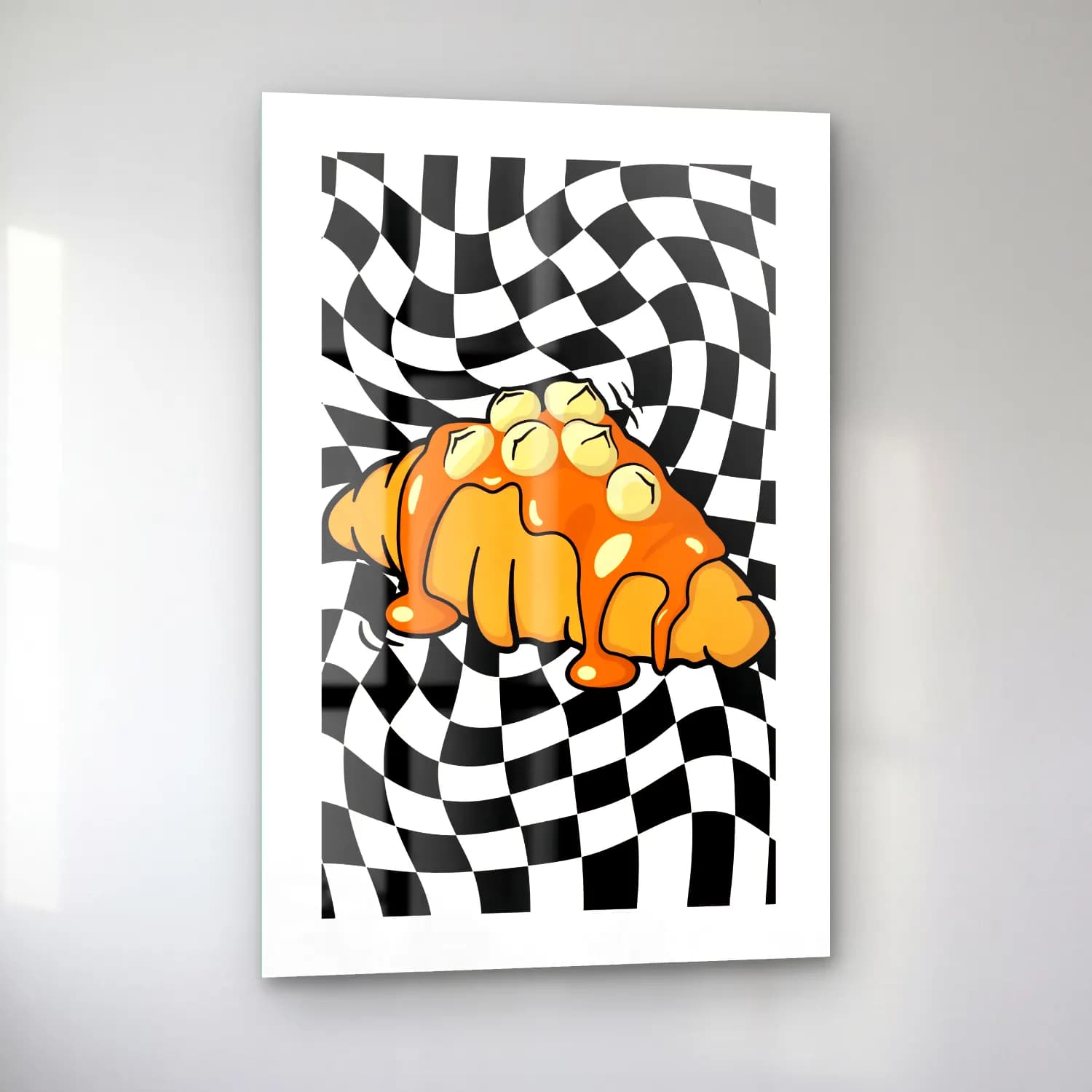 Pop Art Dama Deseni cam tablo — sol açıdan görünüm