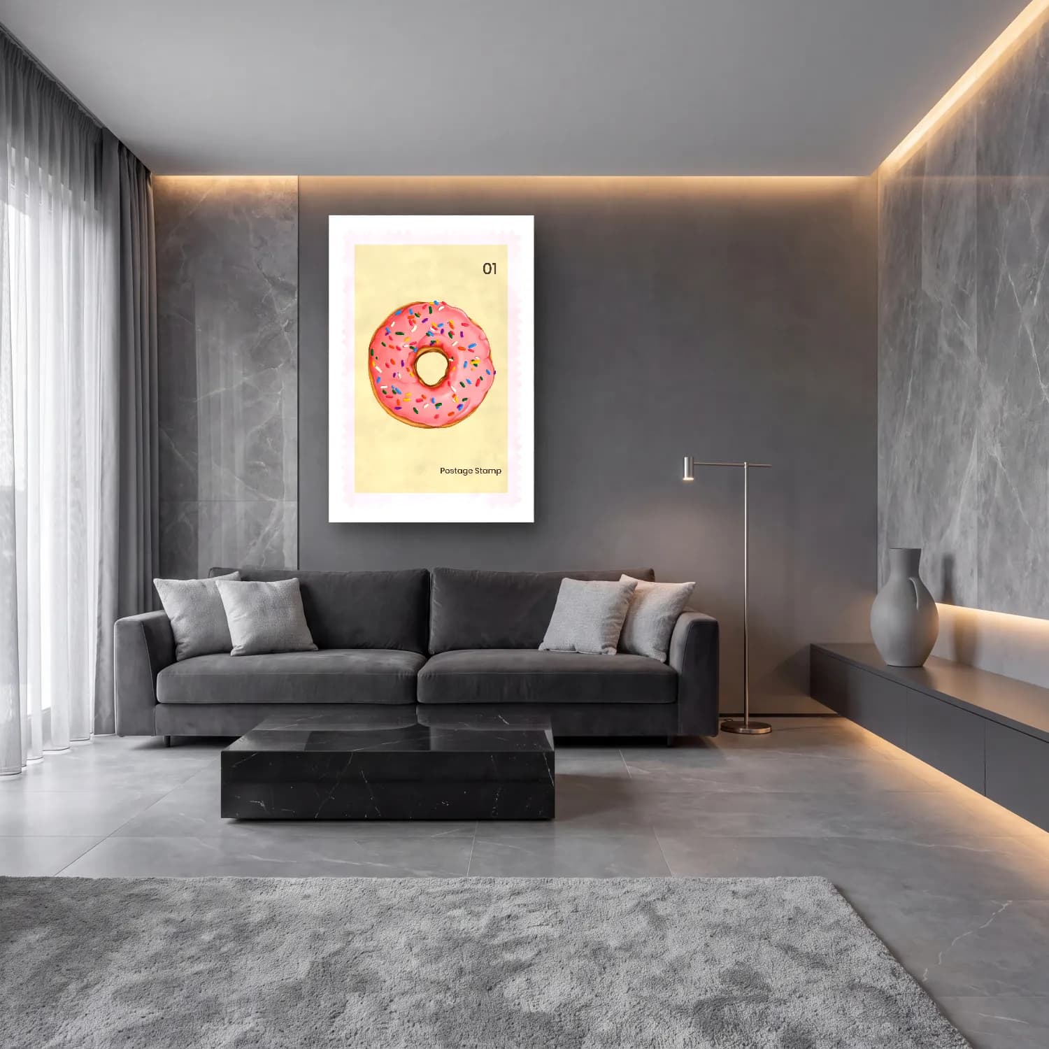 Pastel Harf Posteri – Pembe Tonlar cam tablo — lüks salon duvarında