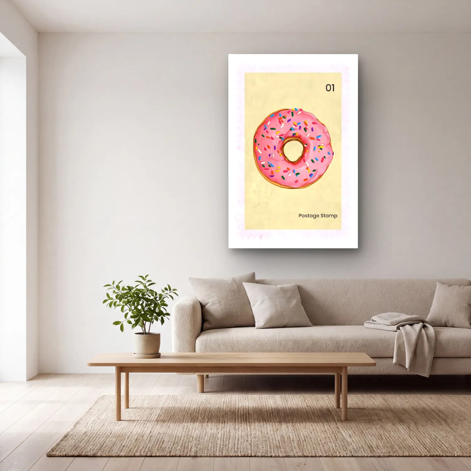 Pastel Harf Posteri – Pembe Tonlar cam tablo — açık renk salonda