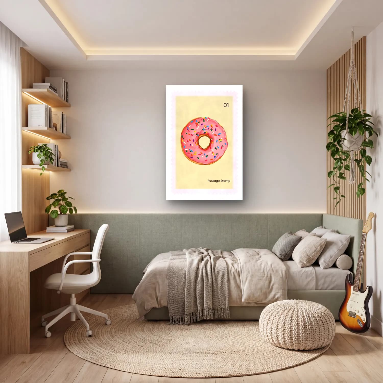 Pastel Harf Posteri – Pembe Tonlar cam tablo — genç odasında