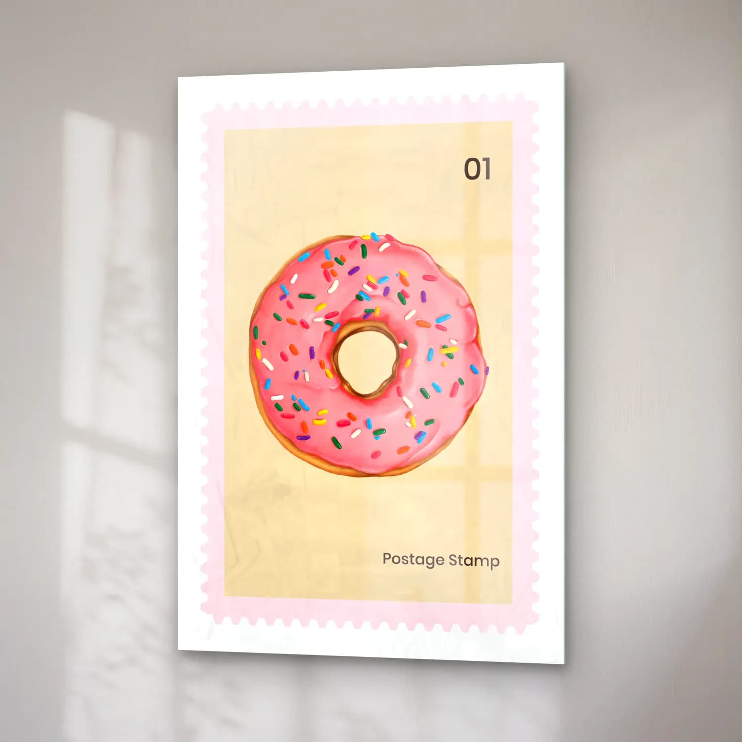 Pastel Harf Posteri – Pembe Tonlar cam tablo — sağ açıdan görünüm