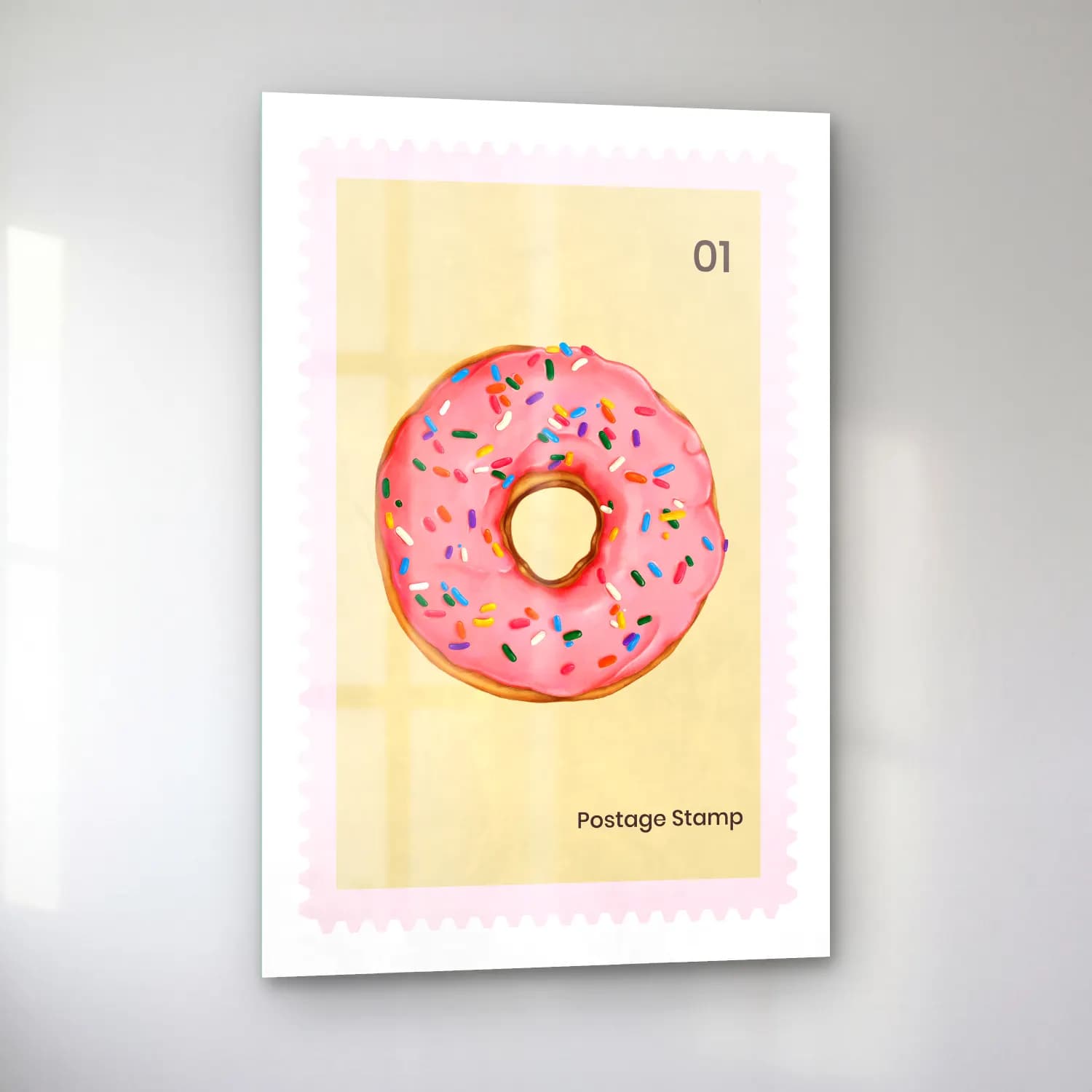 Pastel Harf Posteri – Pembe Tonlar cam tablo — sol açıdan görünüm