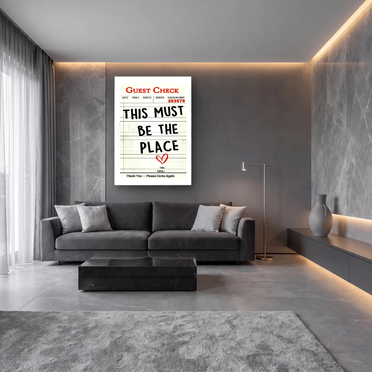 Maksimalist Dama Deseni cam tablo — lüks salon duvarında