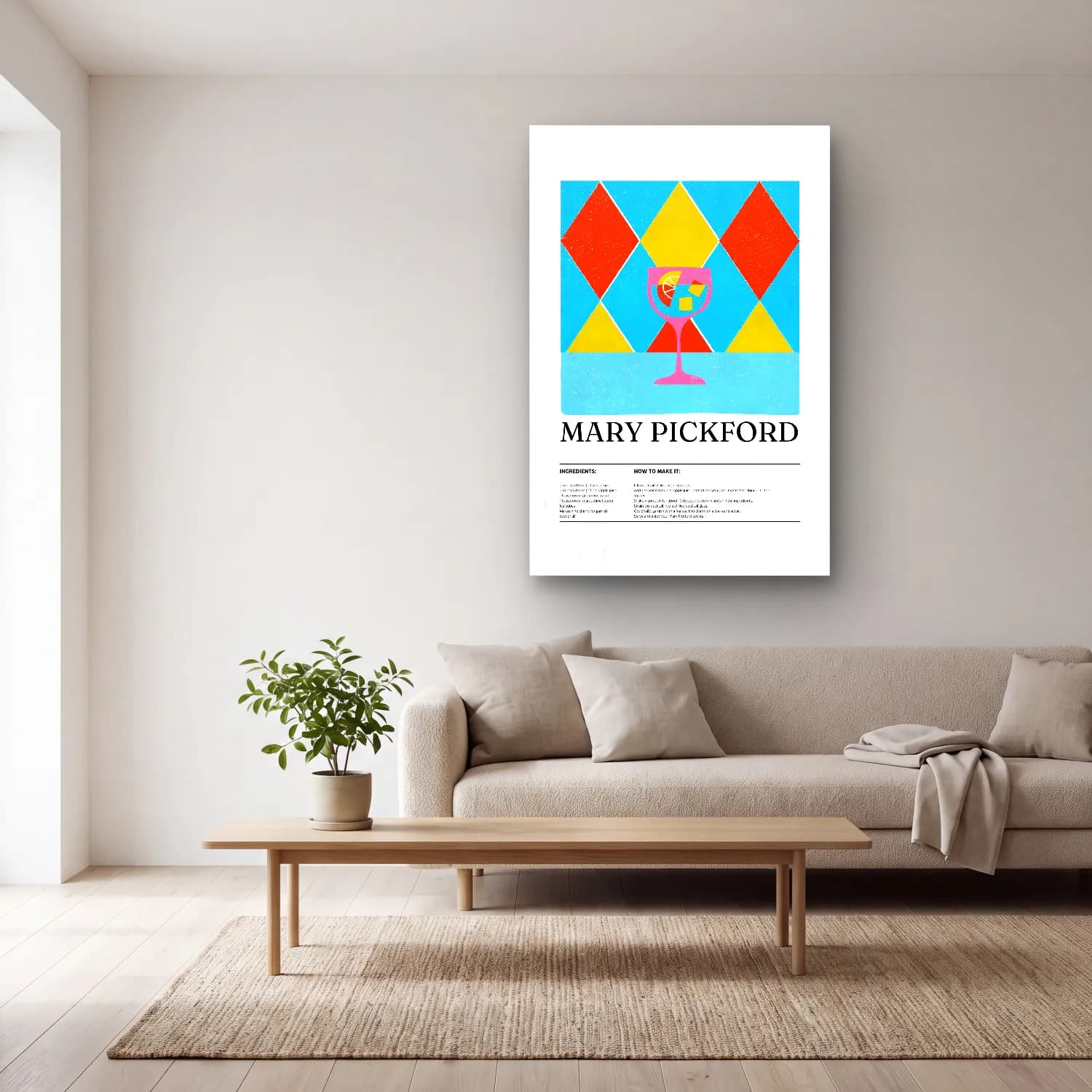 Pop Art Kokteyl – Turuncu Tonlar cam tablo — açık renk salonda