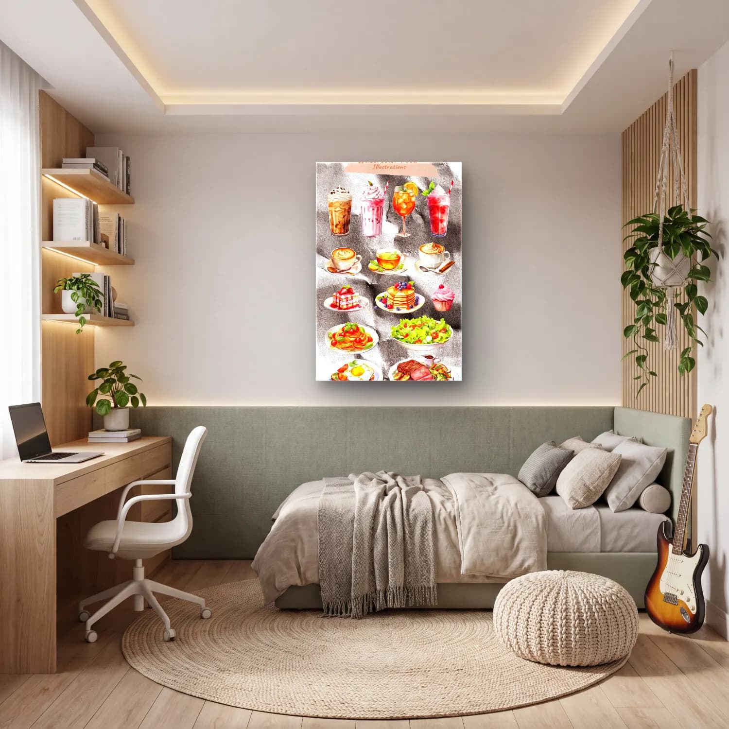 Suluboya Tatlılar – Pastel Tonlar cam tablo — genç odasında