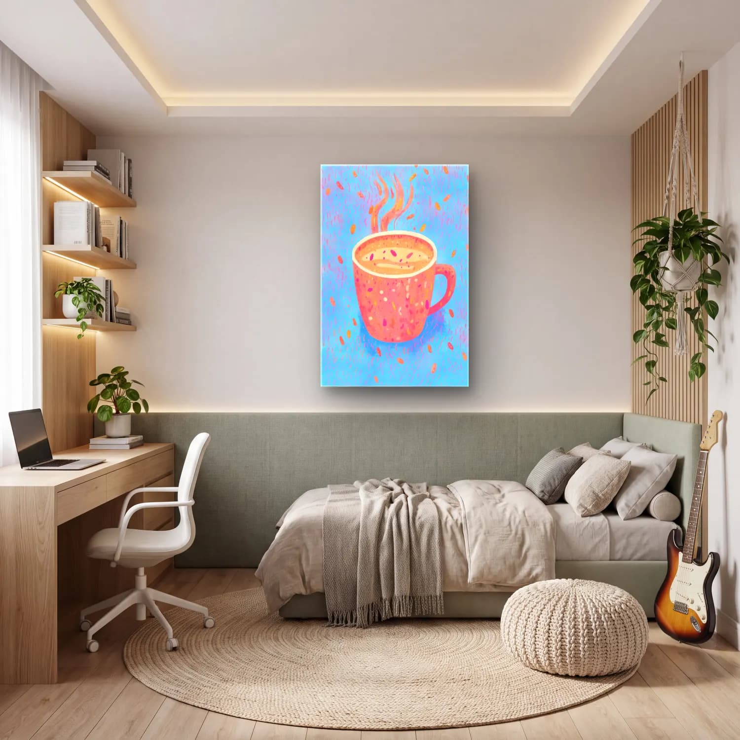 Pastel Çay Fincanı No. 6 cam tablo — genç odasında
