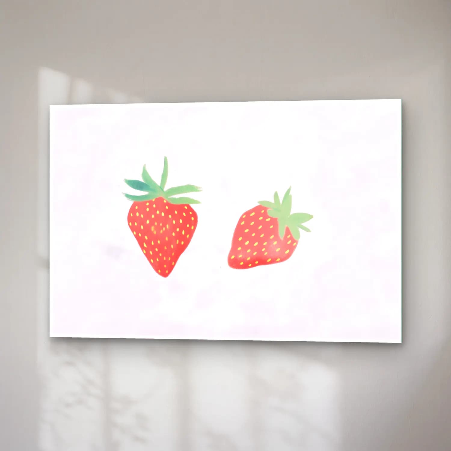 Pastel Çilekler No. 8 cam tablo — sağ açıdan görünüm
