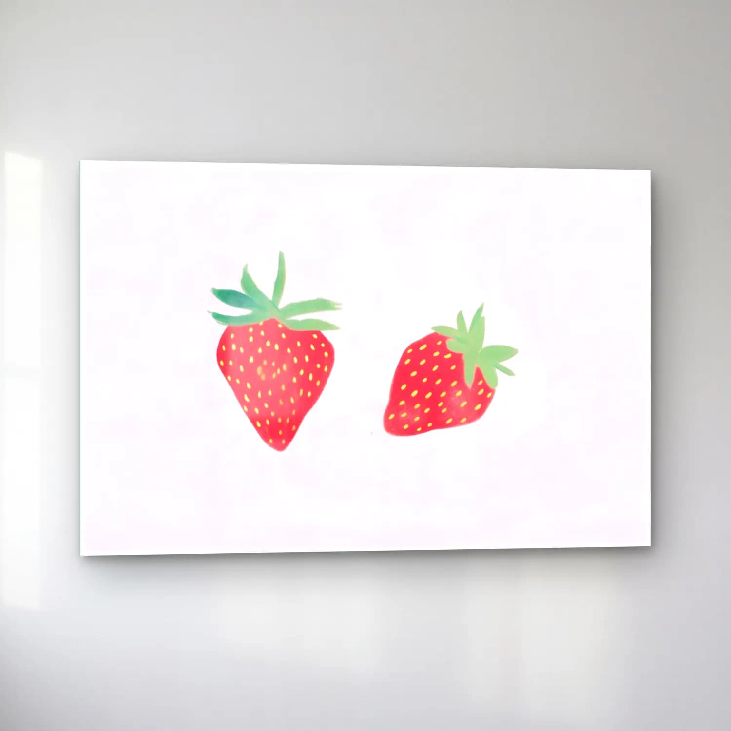 Pastel Çilekler No. 8 cam tablo — sol açıdan görünüm
