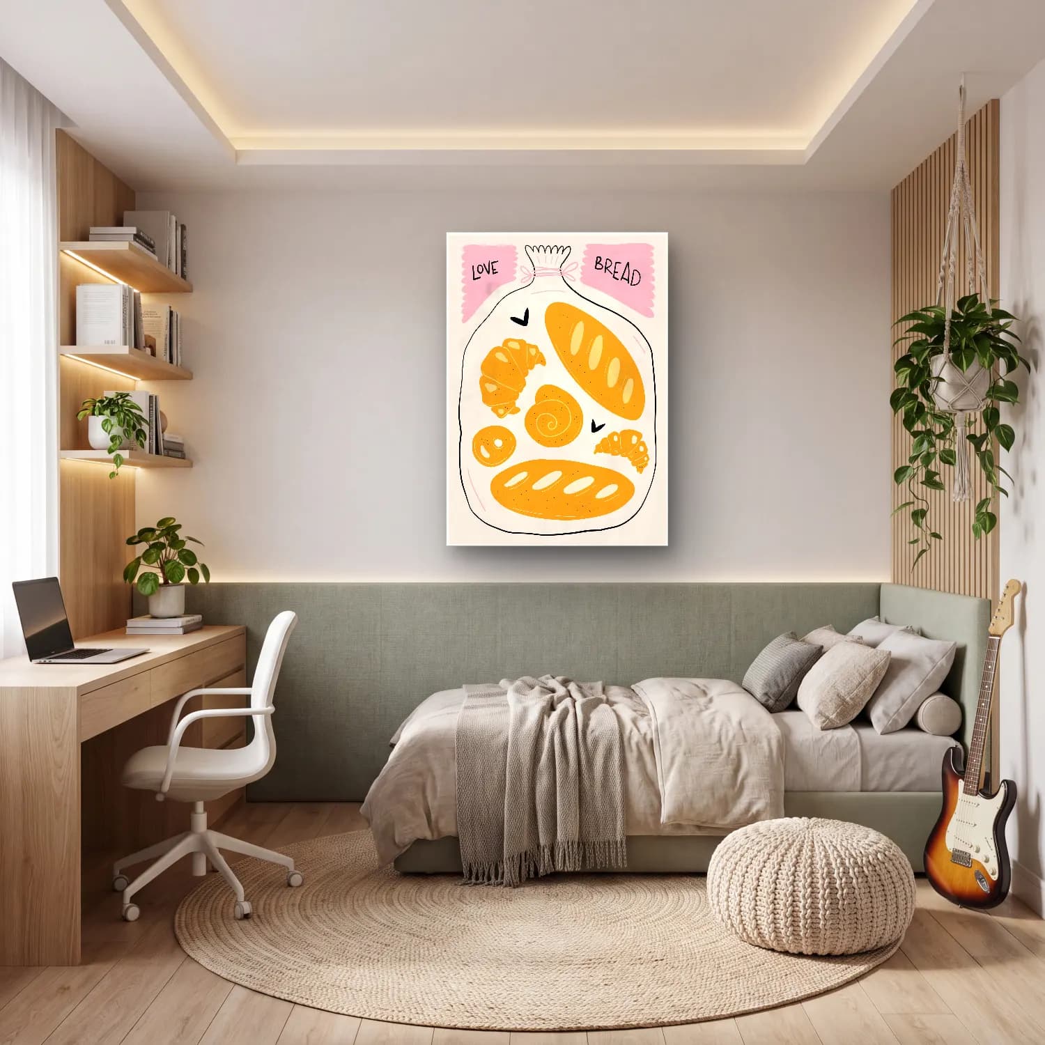 Pastel Ekmek ve Pastalar No. 13 cam tablo — genç odasında