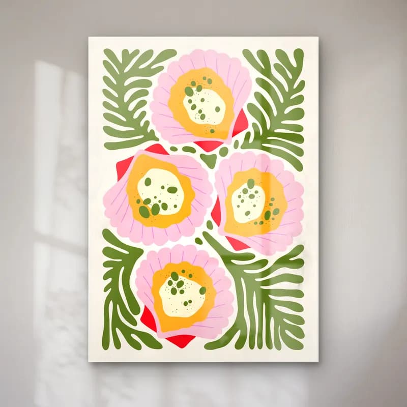 Boho Çiçek Deseni No. 103 cam tablo — Boho Çiçek Deseni No. 103 — boho çiçek deseni