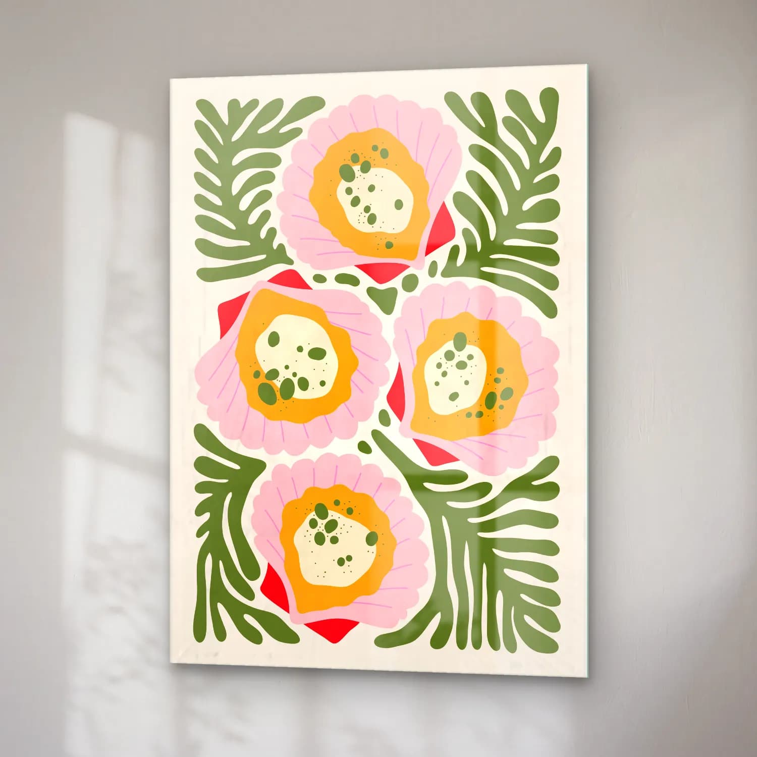 Boho Çiçek Deseni No. 103 cam tablo — sağ açıdan görünüm