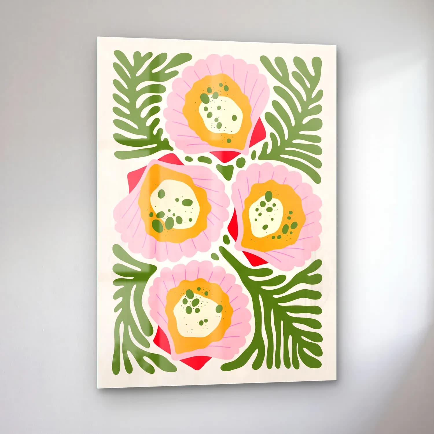 Boho Çiçek Deseni No. 103 cam tablo — sol açıdan görünüm