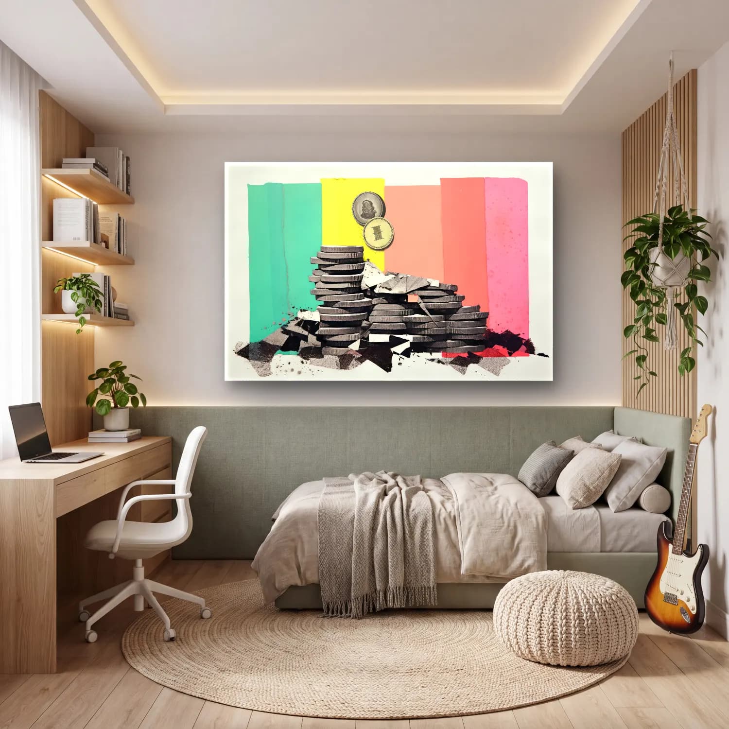 Pop Art Golf cam tablo — genç odasında