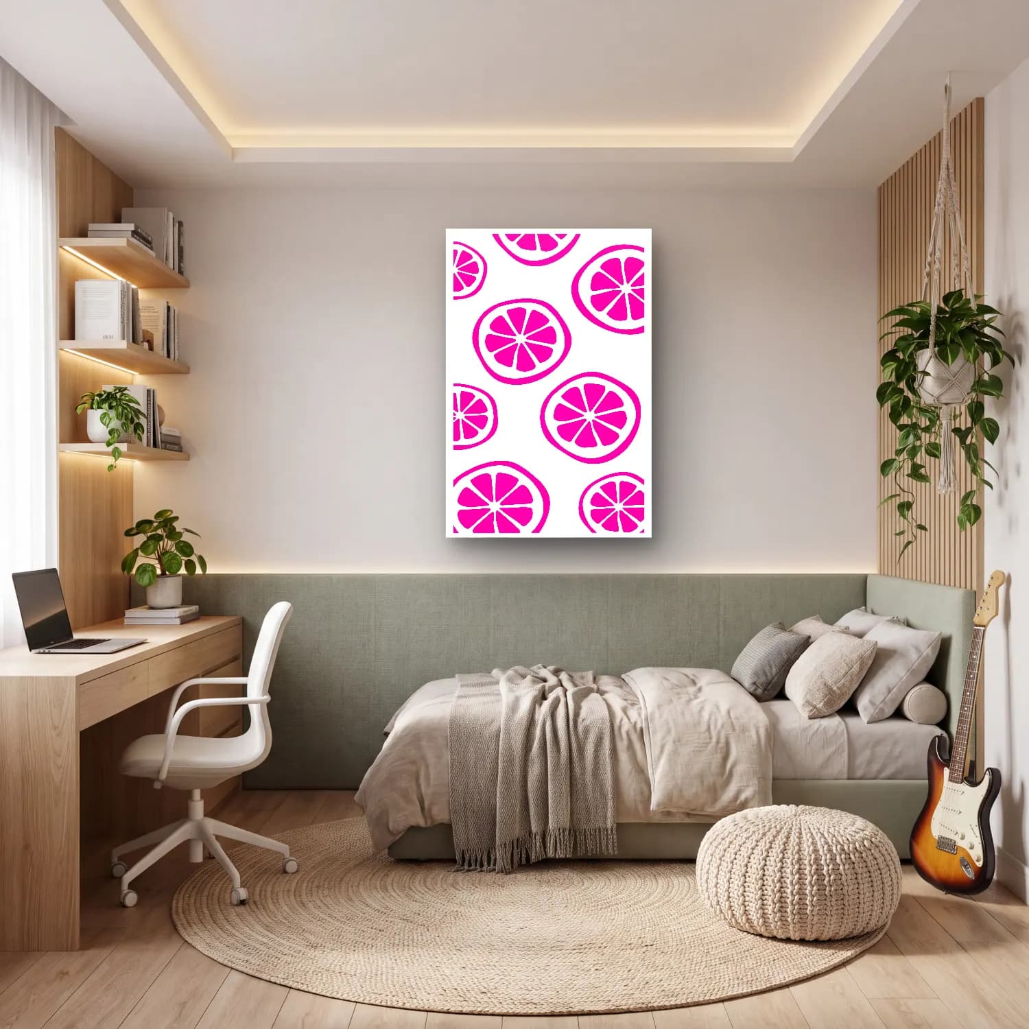 Retro Limonlar – Pembe Tonlar cam tablo — genç odasında