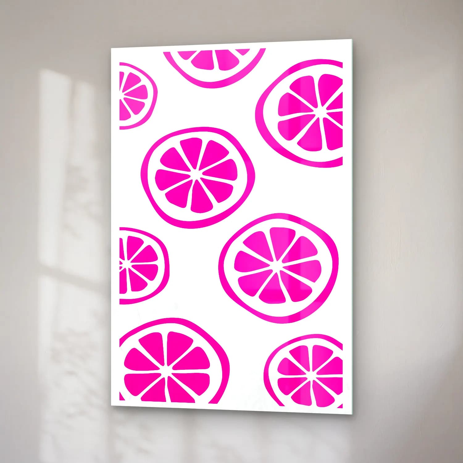 Retro Limonlar – Pembe Tonlar cam tablo — sağ açıdan görünüm