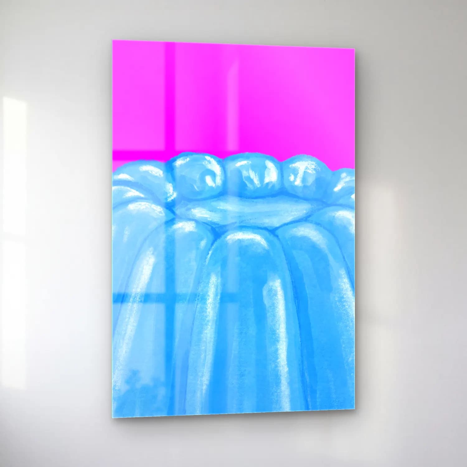 Pop Art Denizanası cam tablo — sol açıdan görünüm