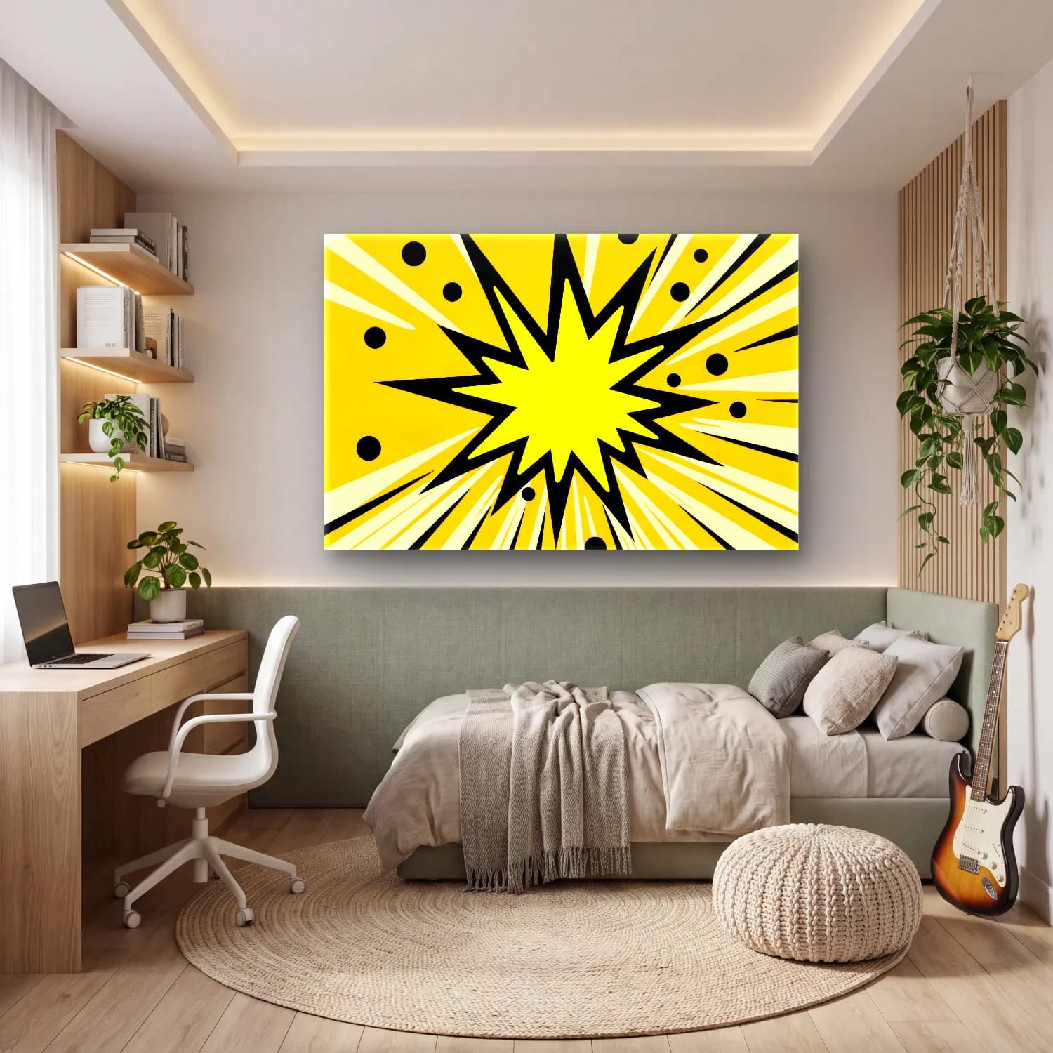 Pop Art Altın Doku cam tablo — genç odasında