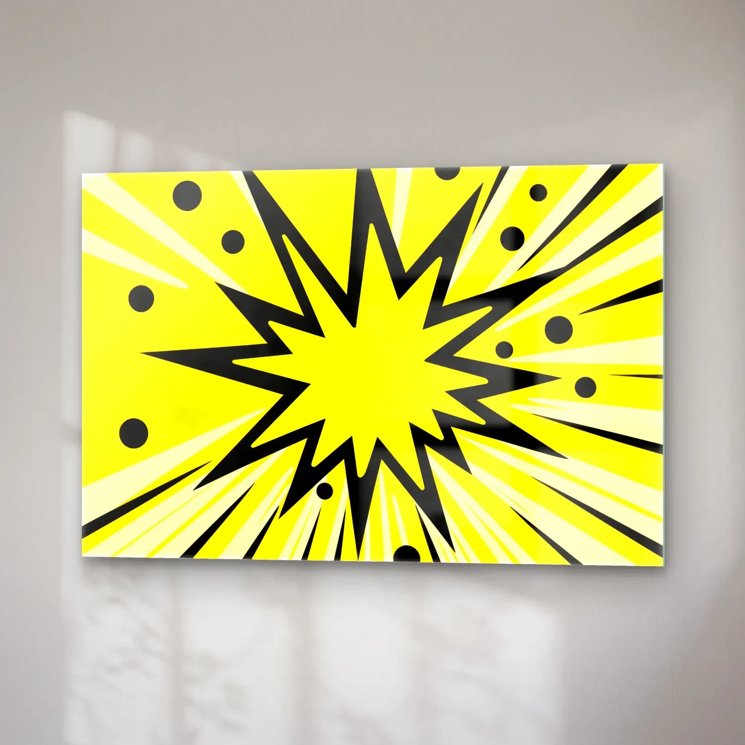 Pop Art Altın Doku cam tablo — sağ açıdan görünüm