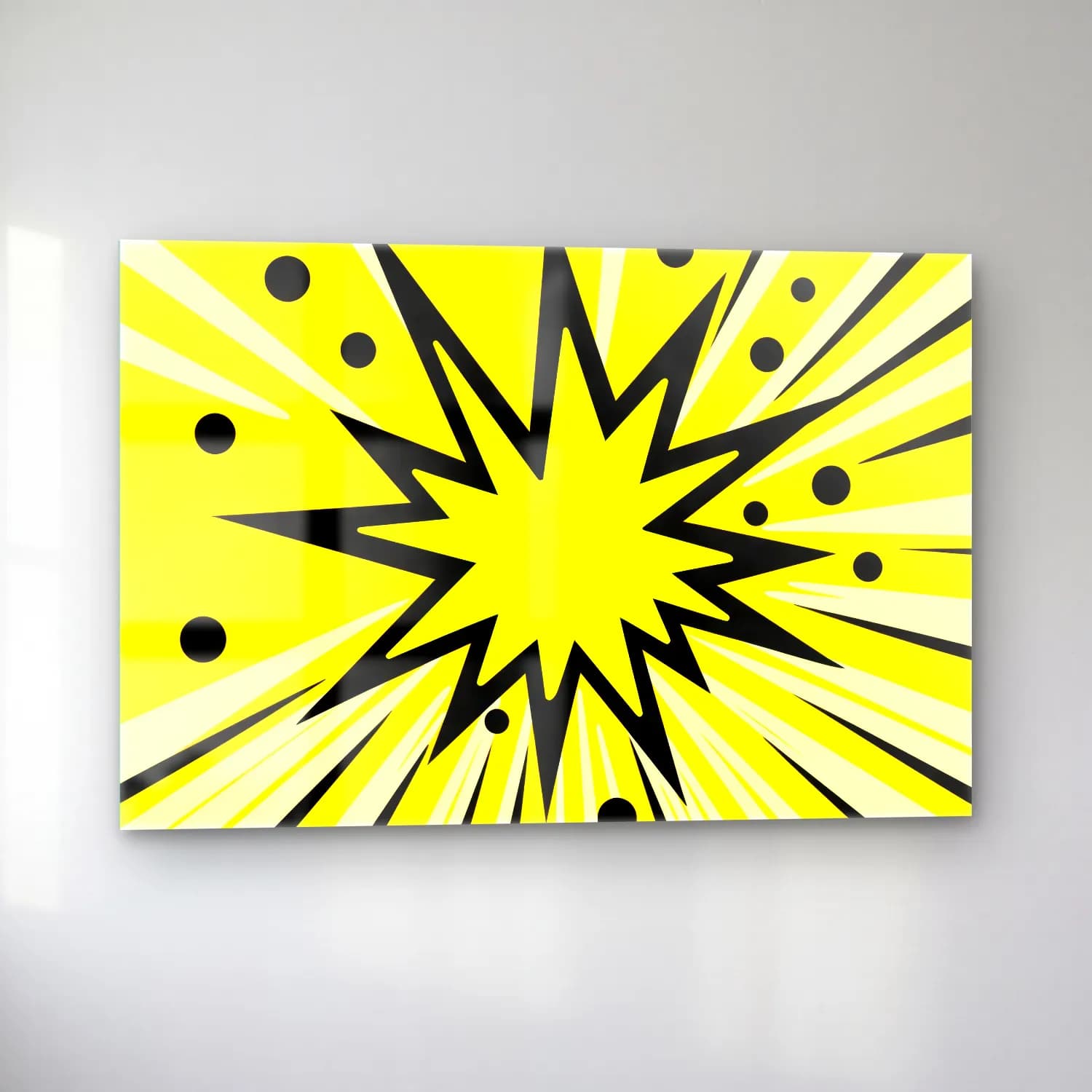 Pop Art Altın Doku cam tablo — sol açıdan görünüm