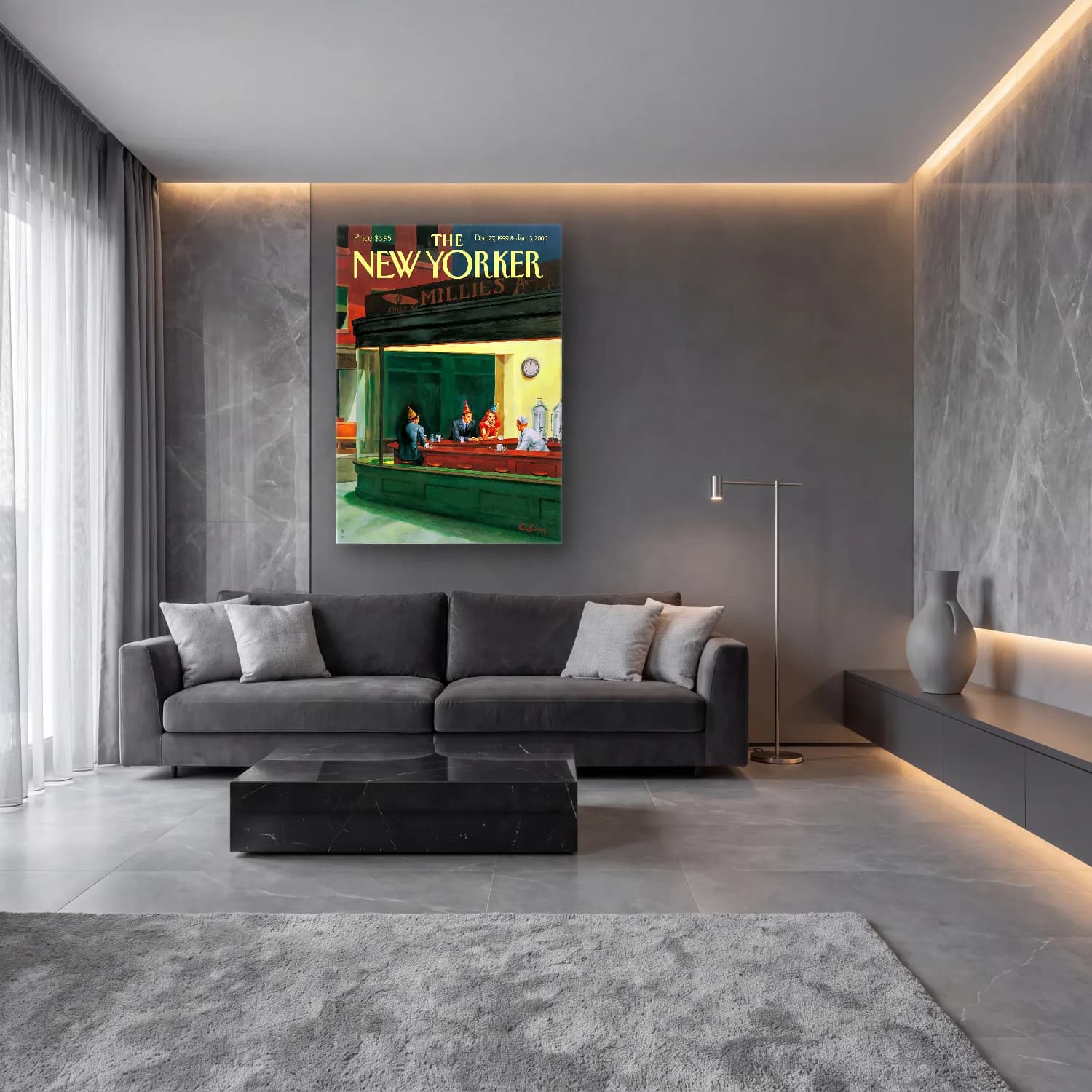 Vintage Poster Kalabalık Cadde cam tablo — lüks salon duvarında