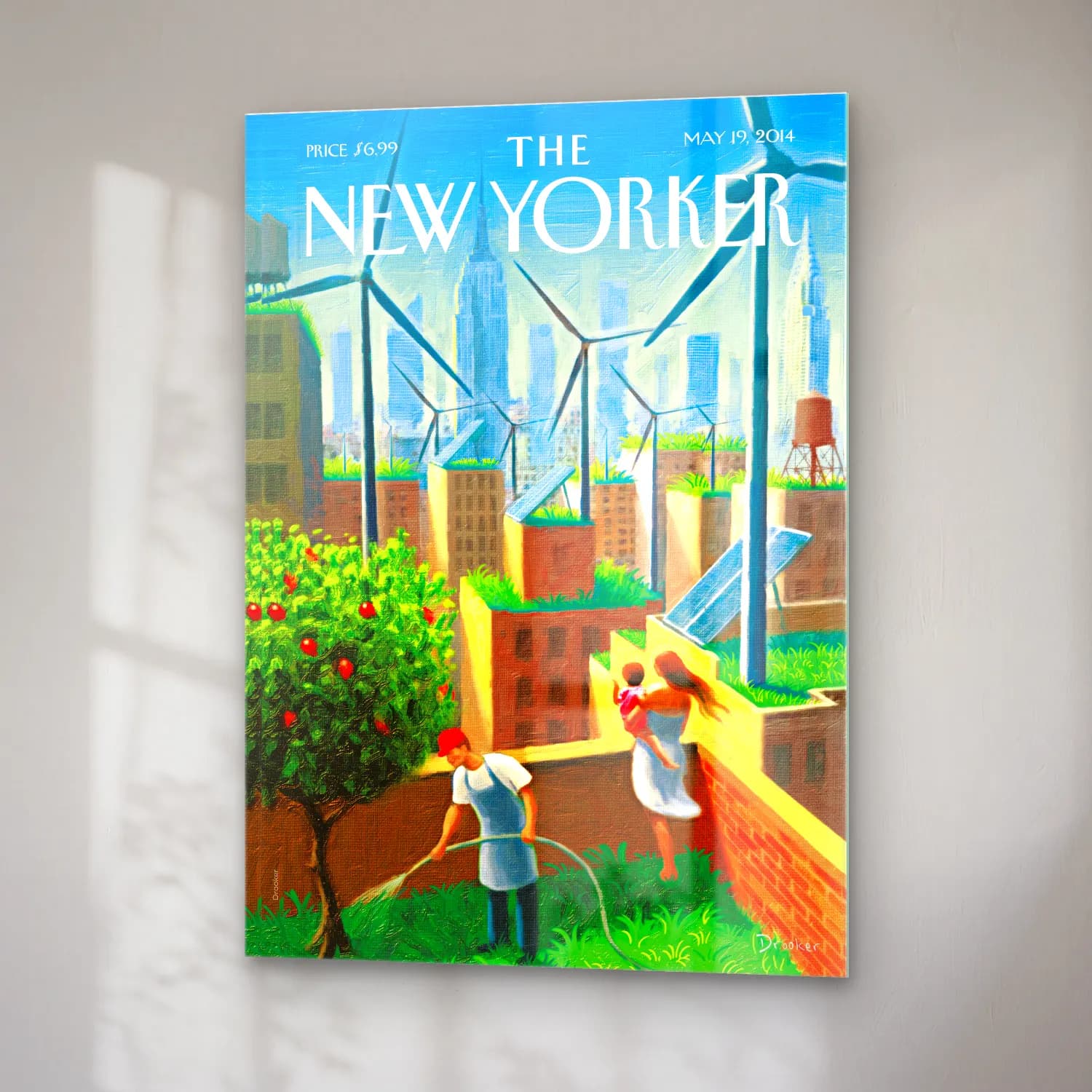 Vintage Poster New York Silüeti cam tablo — sağ açıdan görünüm