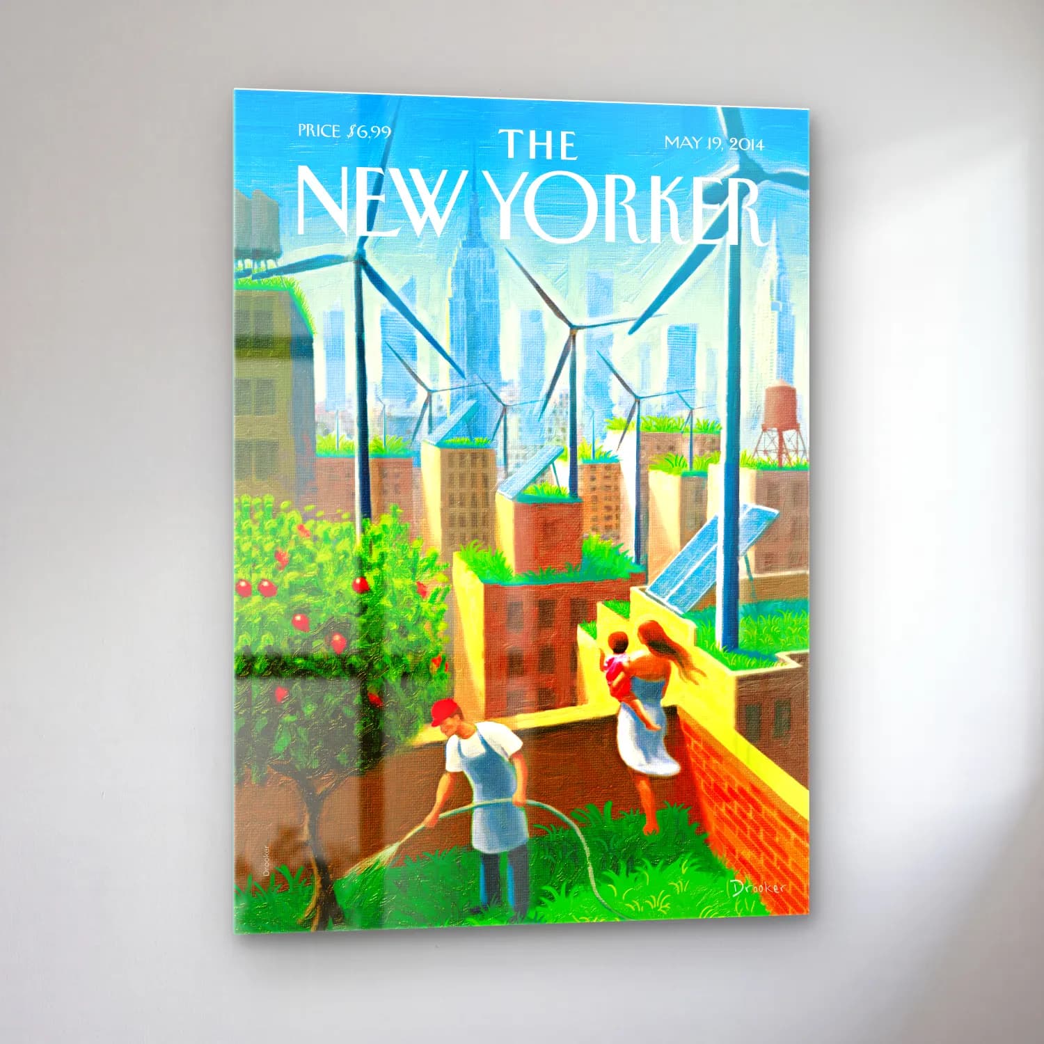 Vintage Poster New York Silüeti cam tablo — sol açıdan görünüm