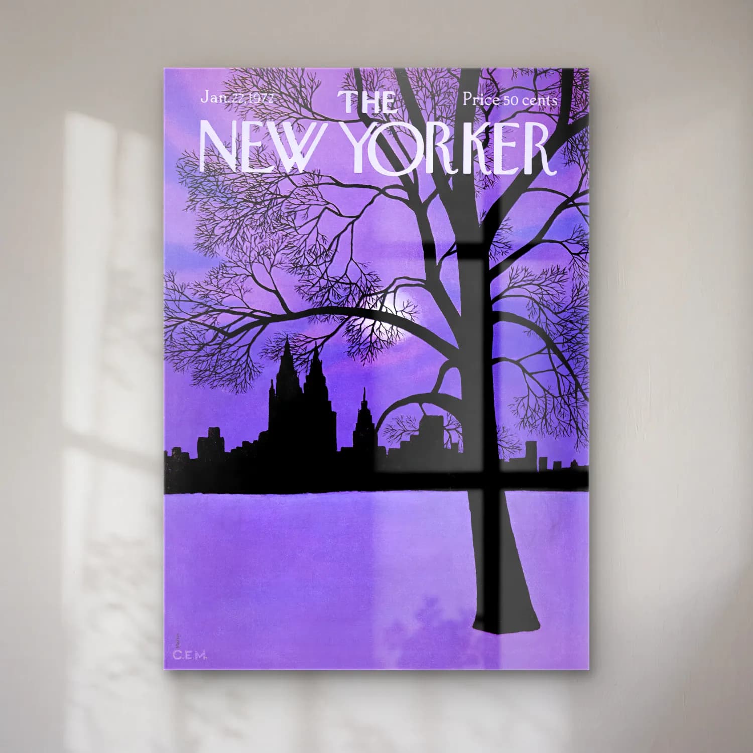 Vintage Poster New York Silüeti – Mor Tonlar cam tablo — Vintage Poster New York Silüeti – Mor Tonlar — vintage poster new york silüeti