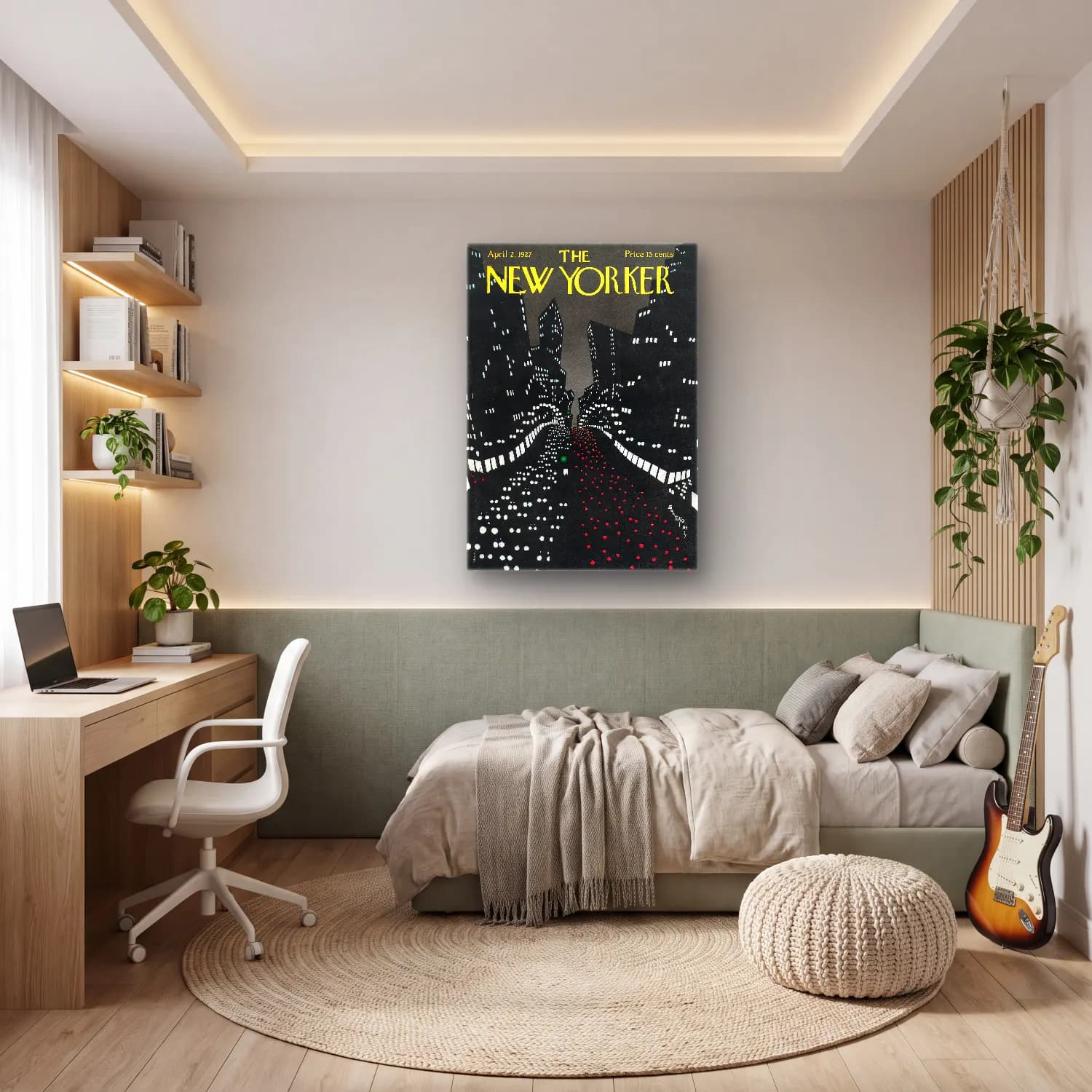 Vintage Poster Gece Şehir – Siyah Beyaz Tonlar cam tablo — genç odasında