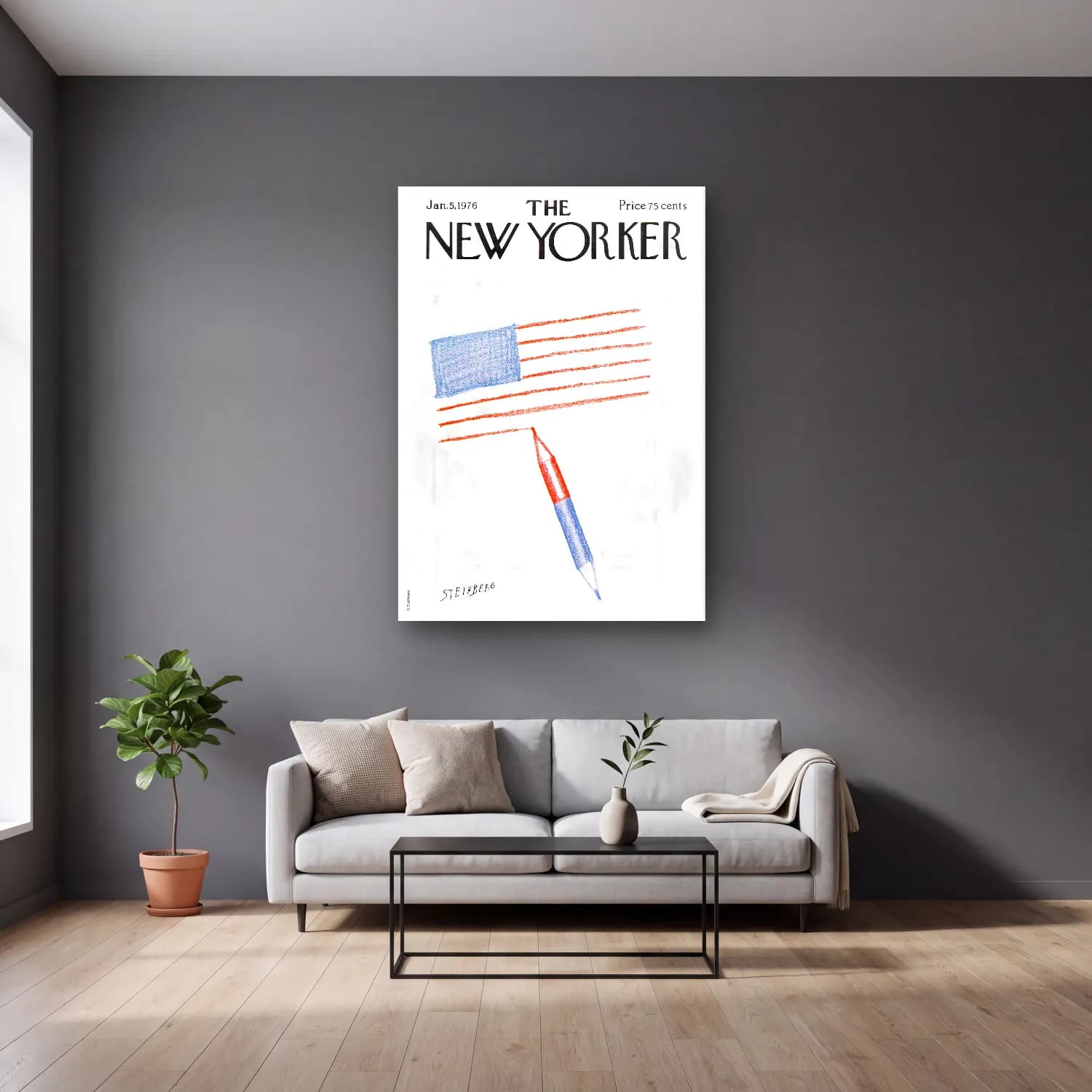 Çizgi Sanatı New York Silüeti cam tablo — gri duvarlı salonda