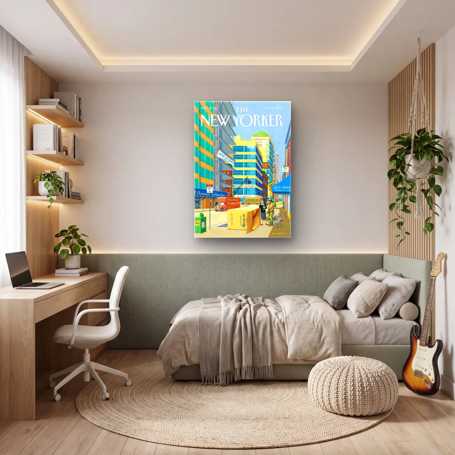 Maksimalist New York Silüeti cam tablo — genç odasında